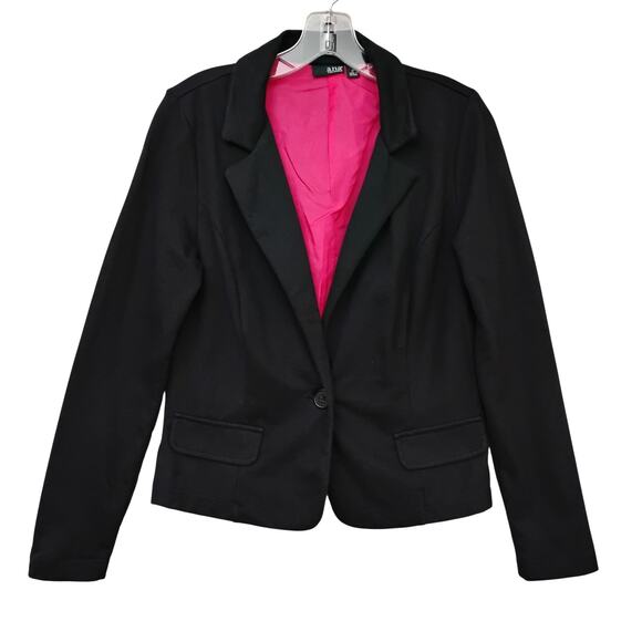A.N.A. A New Day Blazer Size Medium Black Fully Lined Pink Machine Washable - Picture 2 of 6